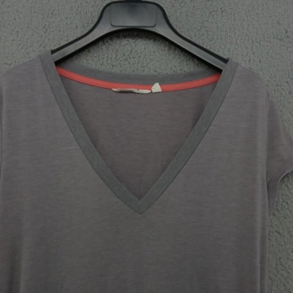 Athleta Dress Womens Small Gray Short Sleeve V Neck Cinched Shirt Dress - Picture 2 of 10